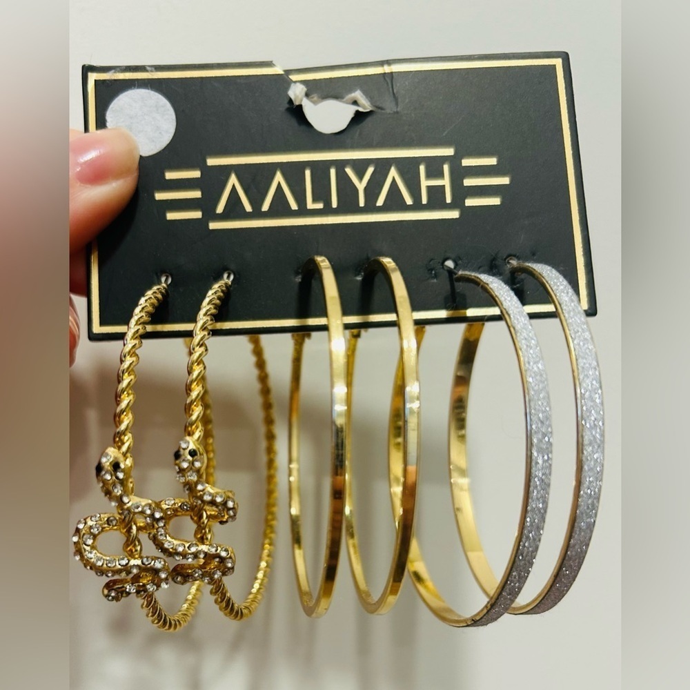 gold hoop earring set 3 piece large hoops